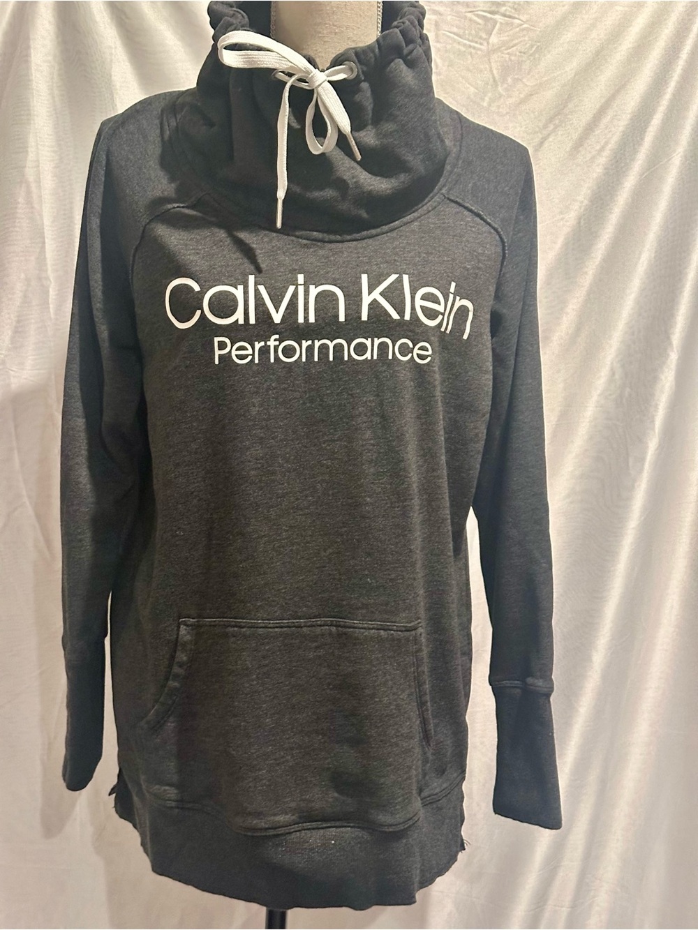 Calvin Klein Performance Black Funnel Neck Sweatshirt with White Logo